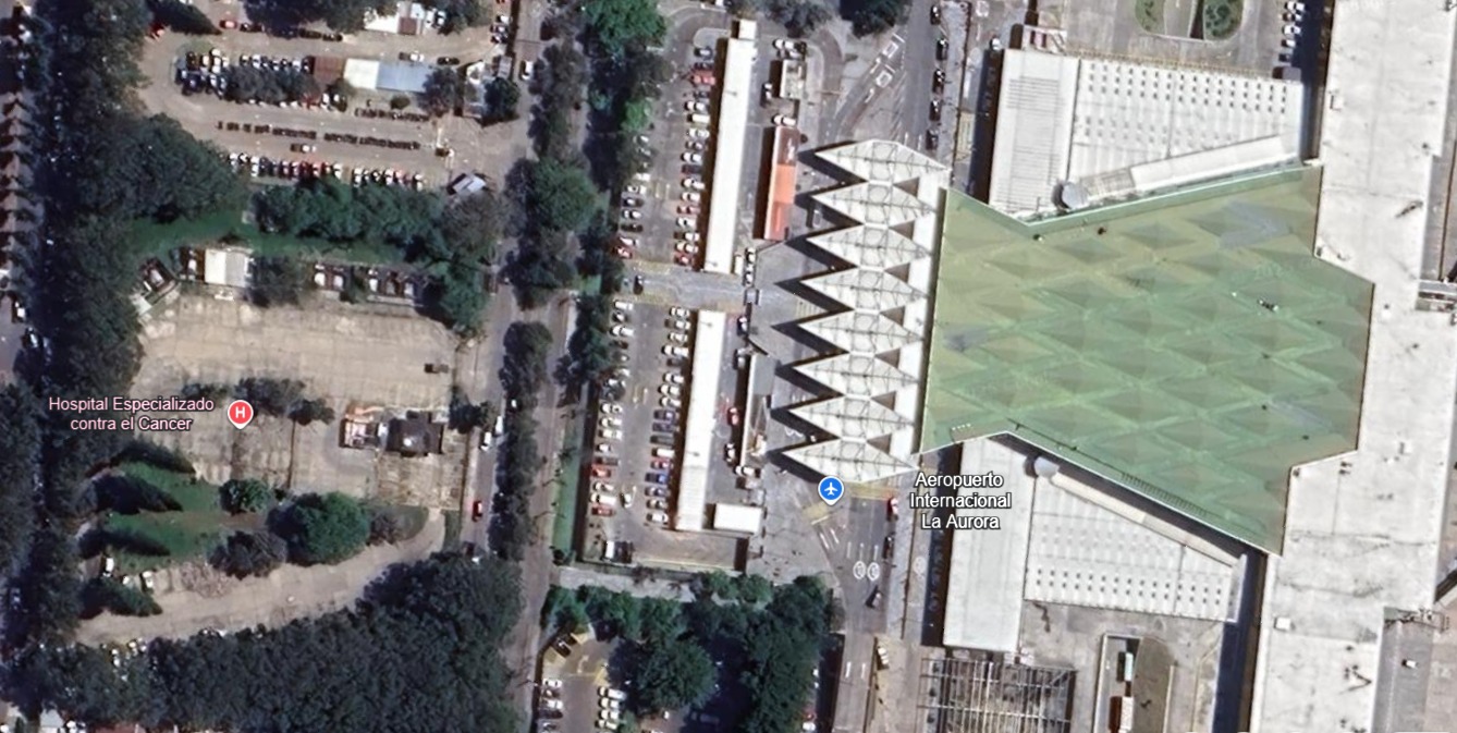 El Ministerio de Salud construirá el Hospital Especializado contra el Cáncer en un terreno que colinda con el Aeropuerto Internacional La Aurora.(Foto Prensa Libre: captura de Google Maps)