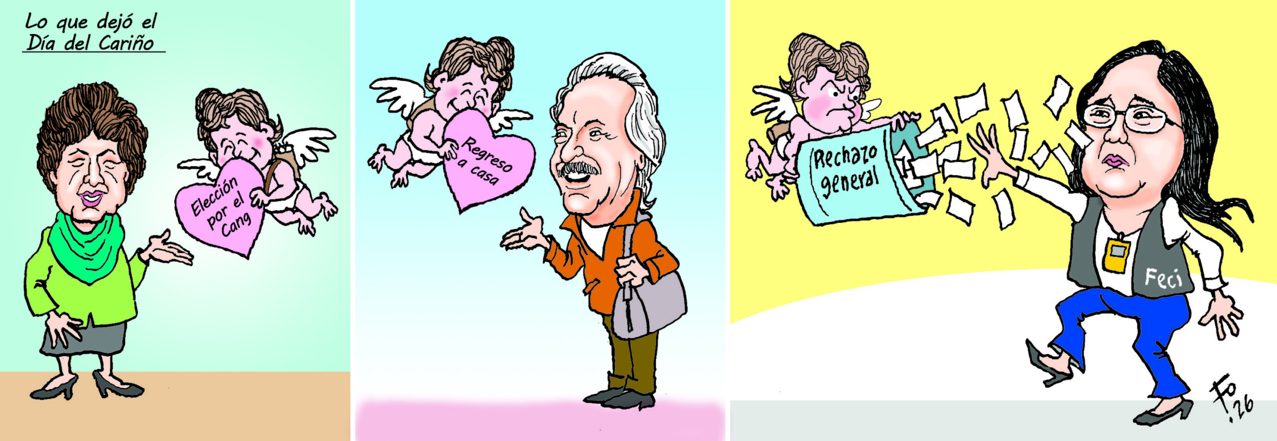 Personajes: Astrid Lemus, Rubén Zamora y Leonor Morales.