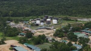 Vista aérea del campo petrolero Xan en Petén